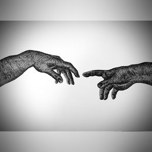 One-of-a-Kind!!! Original Artwork “Creation of Adam Ink Remake”